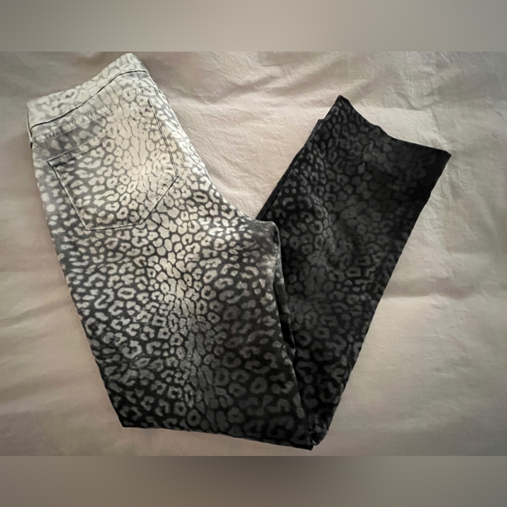 Nydj Womens Slim Skinny Jeans Leopard Print Ombre Stretch Pockets Denim size 12 - Picture 9 of 13